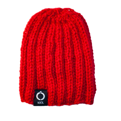 Hand knitted red hat