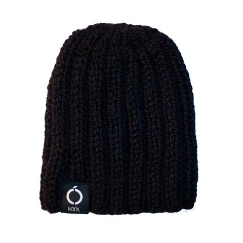 Hand knitted black hat
