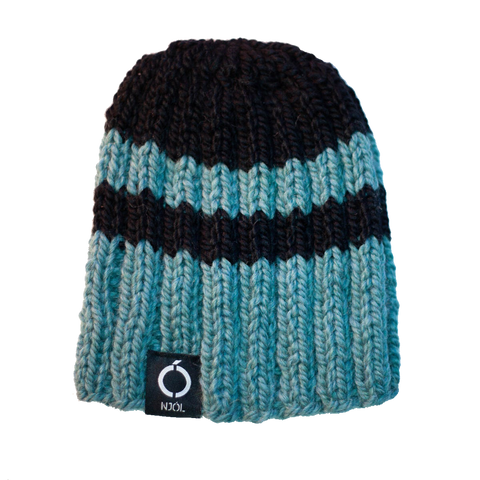 Hand knitted green/black hat